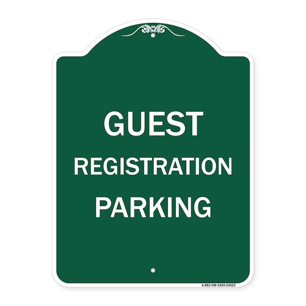 Signmission Designer Series Guest Registration Parking, Green & White Aluminum Sign, 18" x 24", GW-1824-23923 A-DES-GW-1824-23923 - main